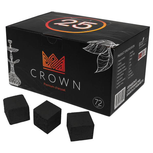 Уголь Crown 25мм 72 шт.