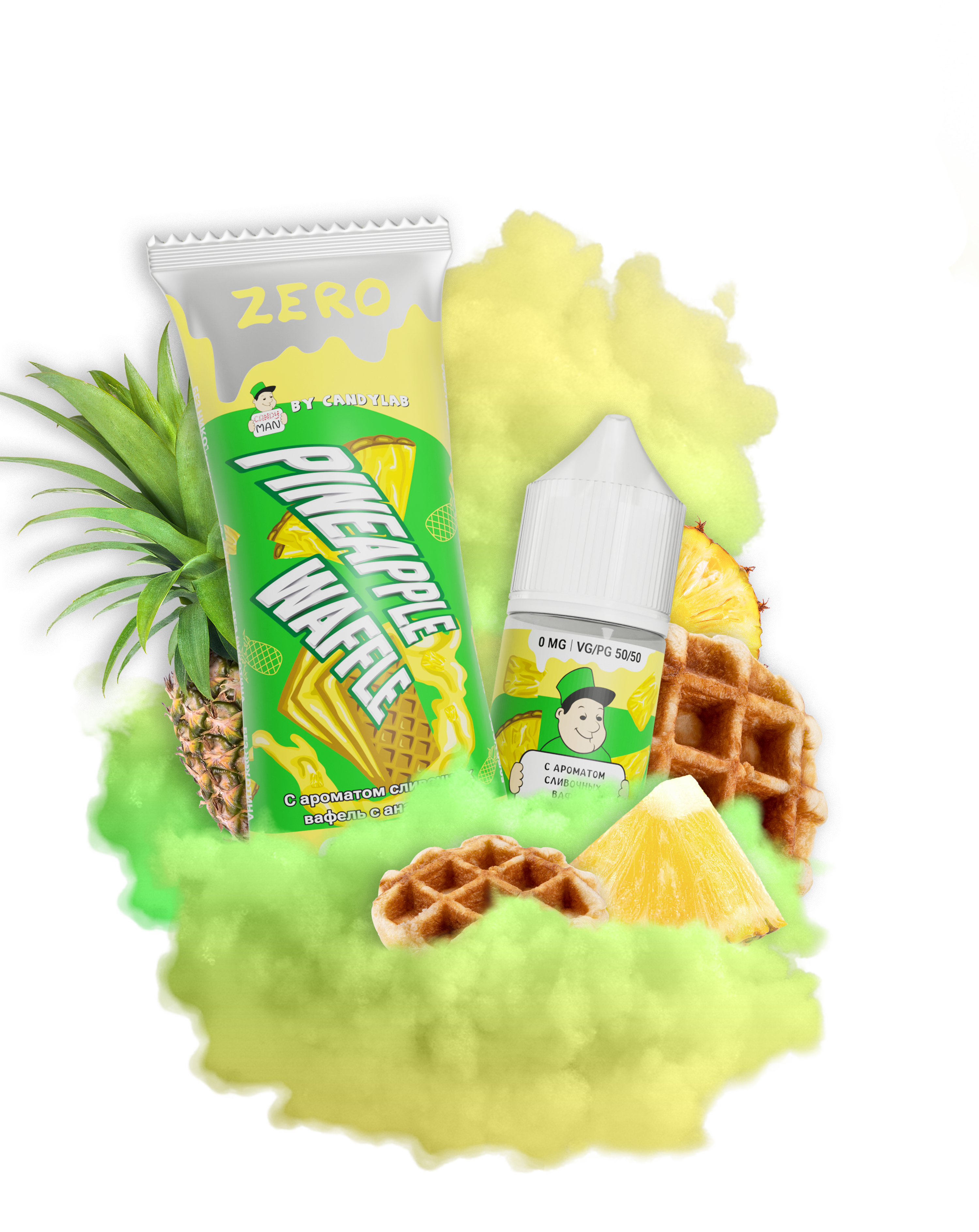 Жидкость для ЭСДН CandyMan Zero 27мл 0мг Pineapple Waffle